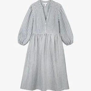 The White Company Linen Stripe Midi Dress
